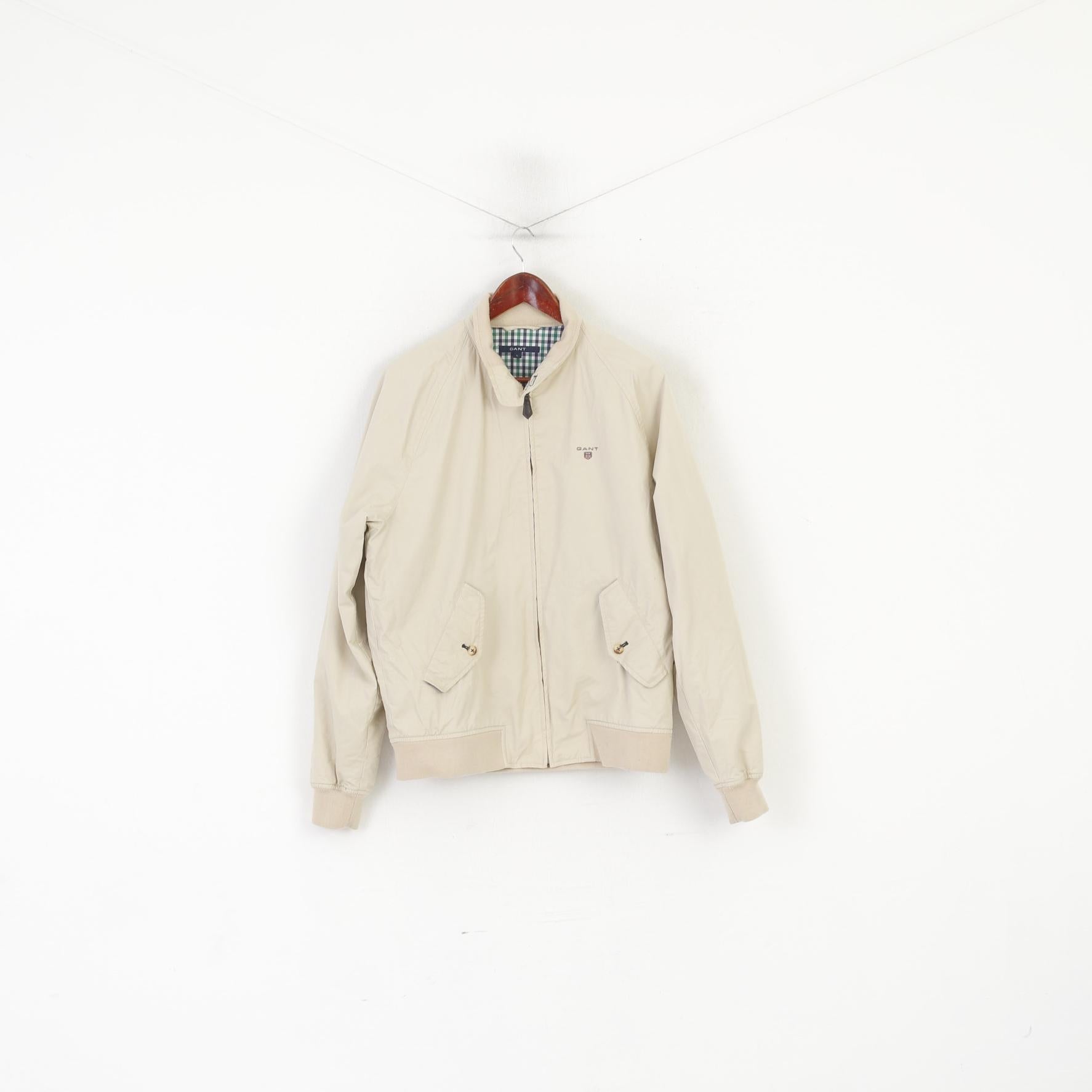 Gant Men L Jacket Beige Campus Cotton Full Zipper Classic