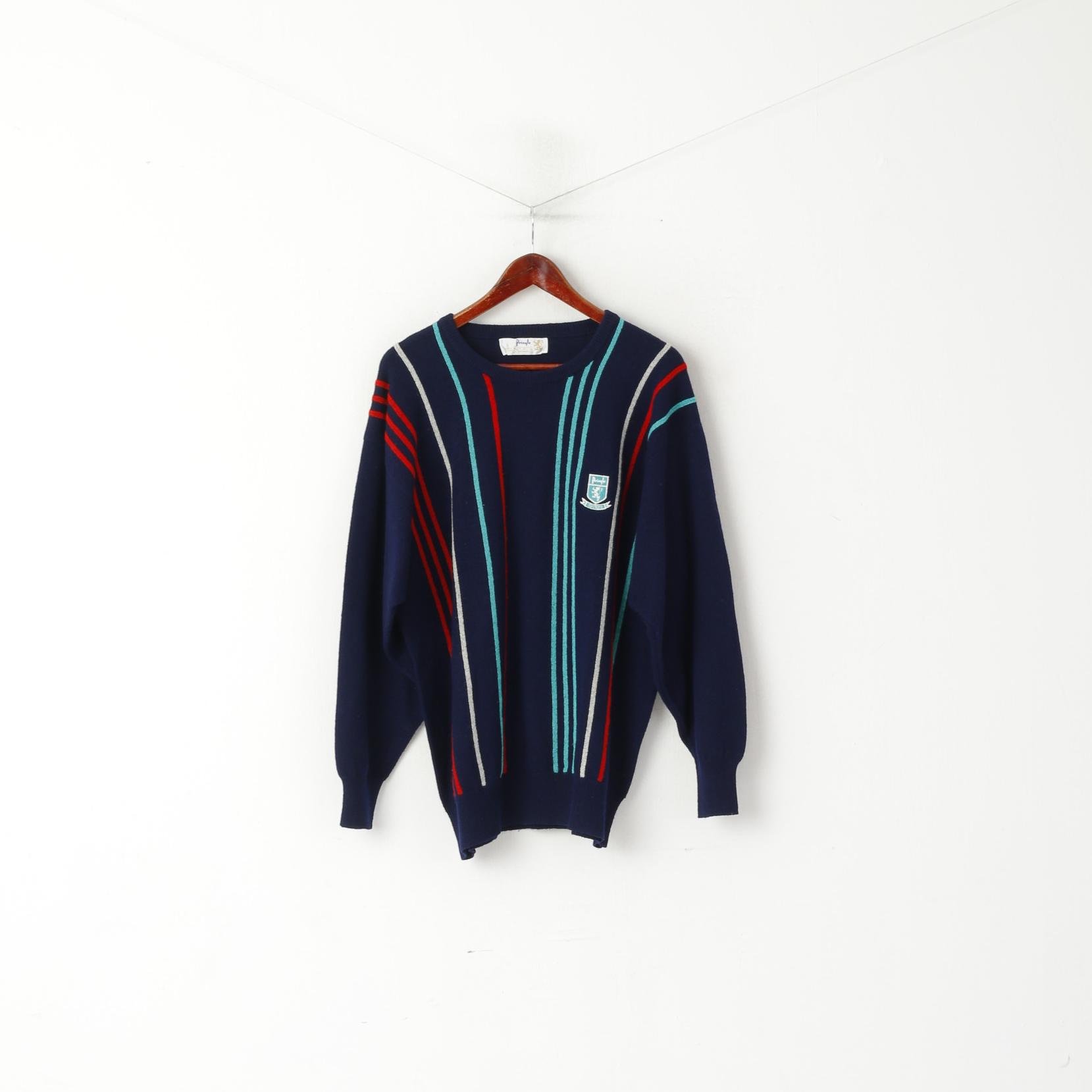 Pringle Sports Men S Jumper Navy Striped New Wool Scotland Retro Sweat