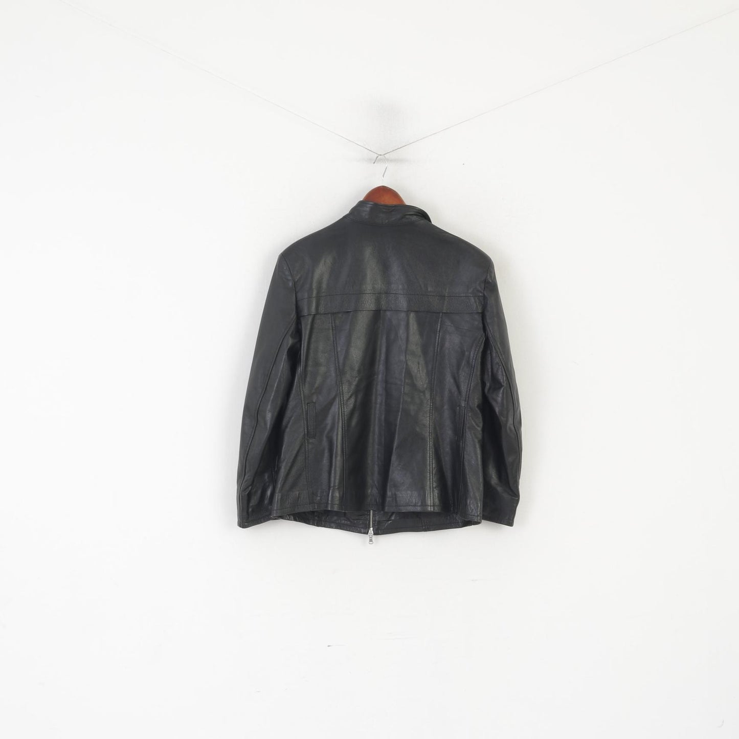 Vera Pelle Women XXL (L/XL) Jacket Black Soft Leather Made in Italy Zip Up Biker Top