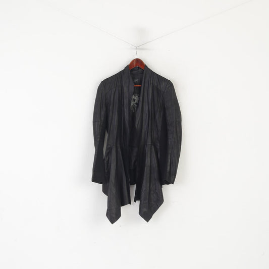 Gipsy by Mauritius Women S Jacket Overlay Black Leather Boho Acymetric Top