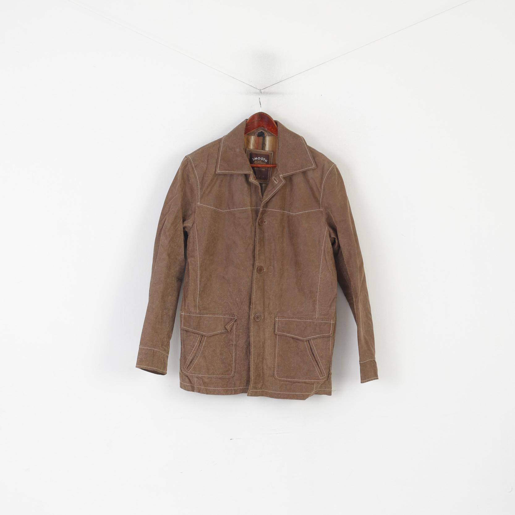 Smooth Collection City Men 44/46 S Jacket Brown Leather Vintage