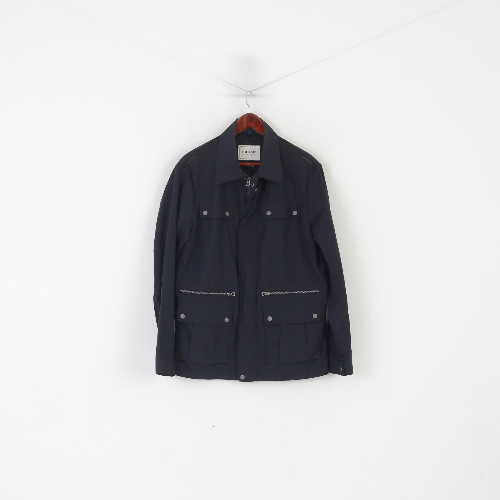 Geox Respira Men 50 40 M Jacket Navy Classic Breathes Lightweight Zip