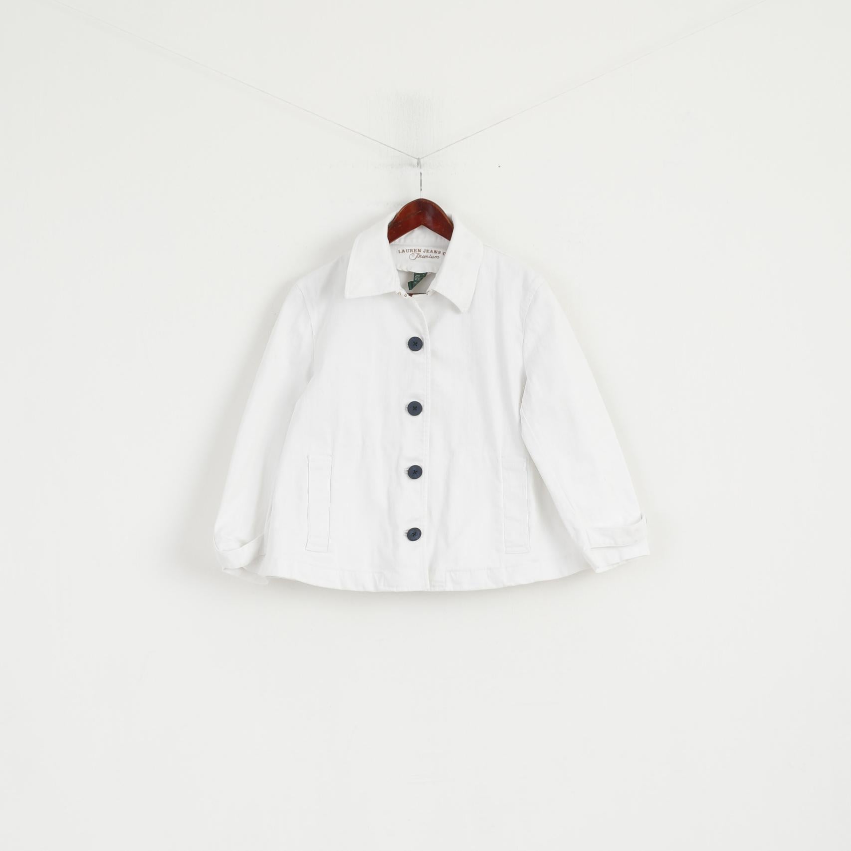 screech aftale resultat Ralph Lauren Jeans Co. Premium Women L Jacket White Cropped Cotton Bla –  RetrospectClothes