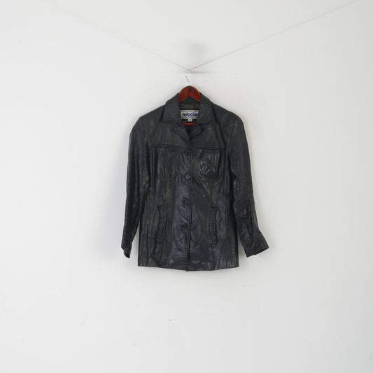 Mission Women M Jacket Black Vintage Leather Single Breasted Pockets Retro Top