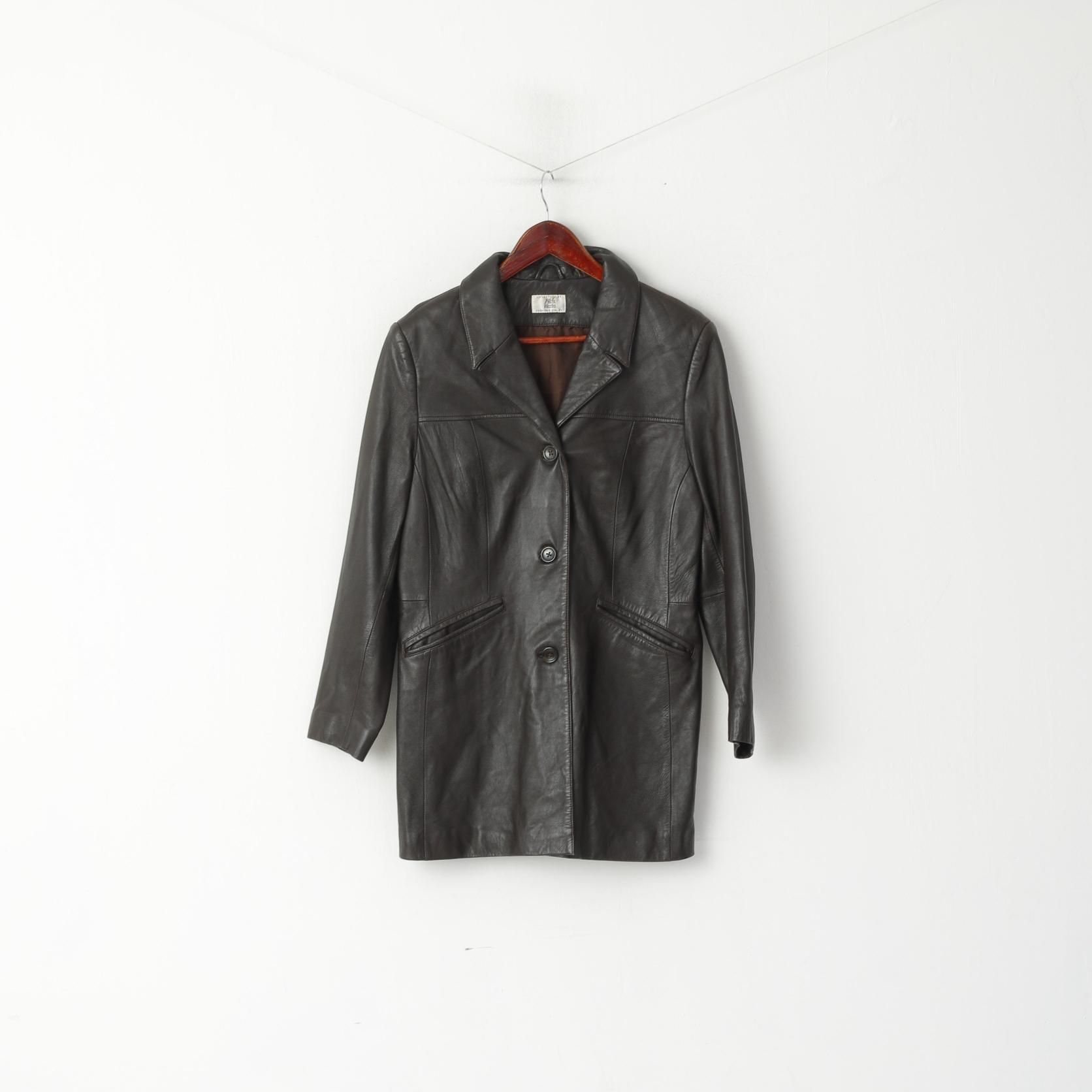 Alba Moda Women 12 38 Jacket Brown Real Leather Soft Single