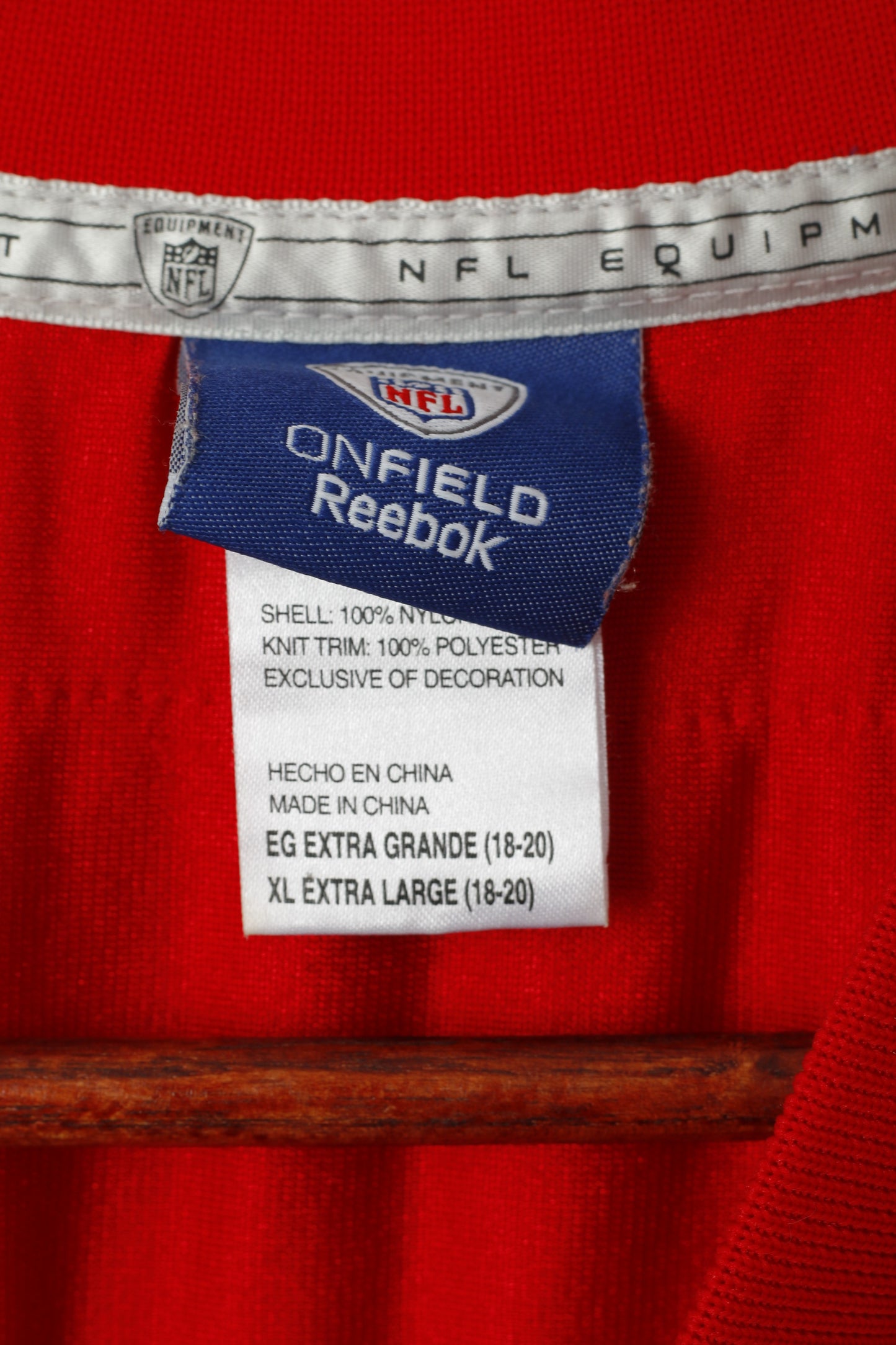 Reebok Youth 18 20 Age Shirt Red Nylon NFL 50 th Anniverary Season Moss 81 Jersey Top
