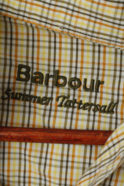 Barbour Women 12 38 M Casual Shirt Yellow Check Long Sleeve Tattersall Cotton Top