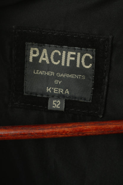 Pacific by K'era Men 52 L VWaistcoat Black Leather Aztec Buttoned Western Vest