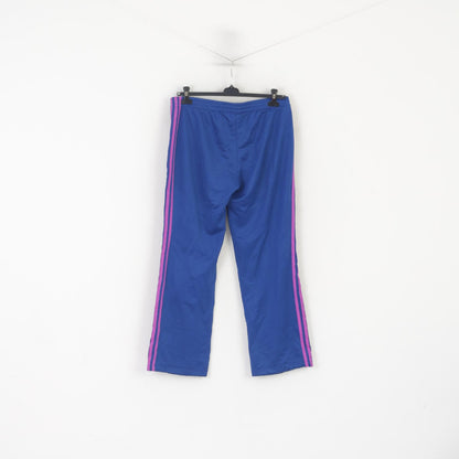 Adidas Women 16 18 L Sweatpants Blue Shiny Vintage Sportswear Retro Trousers