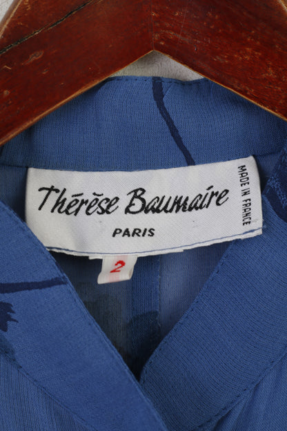 Therese Baumaire Women 2 S Dress Blue Transparent Vintage Buttoned