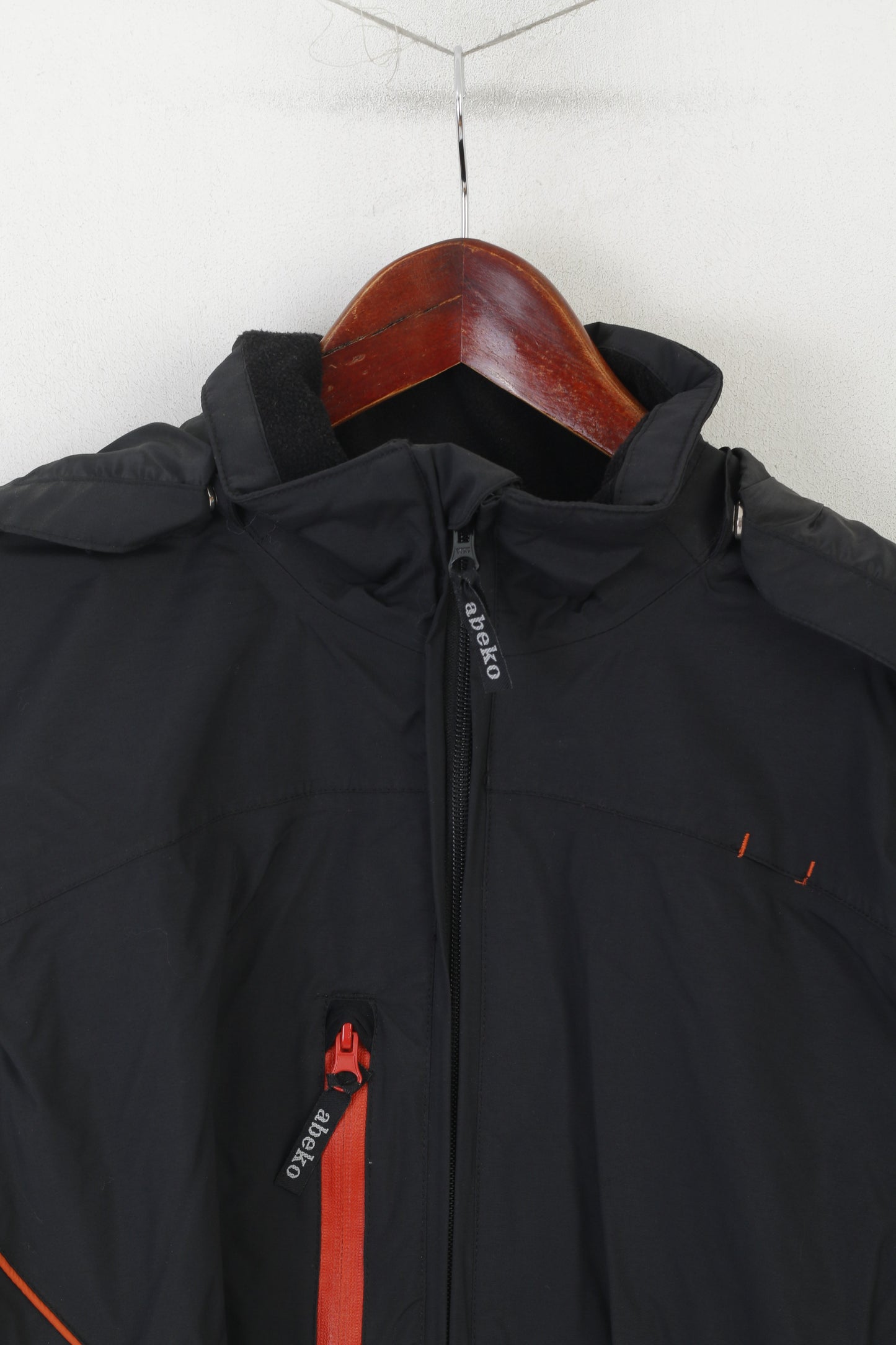 Abeko Men S Jacket Black Nylon Waterproof Outdoor Zip Up Hooded All Weather Top