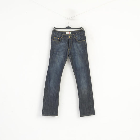 Replay Women 33 Jeans Trousers Navy Denim Cotton Long Straight Pants