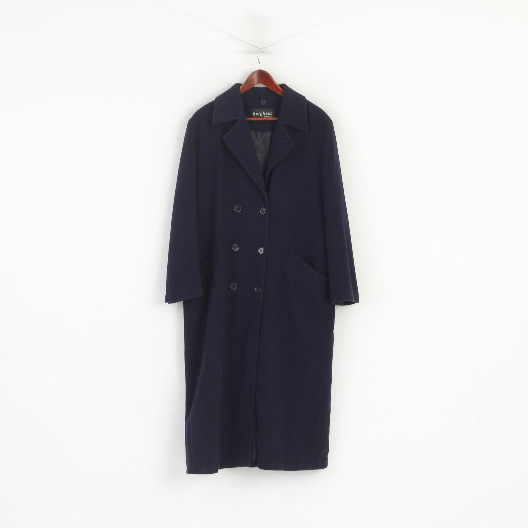Berghaus Fashion Women XL Coat Navy Wool Cashmere Long Vintage Double