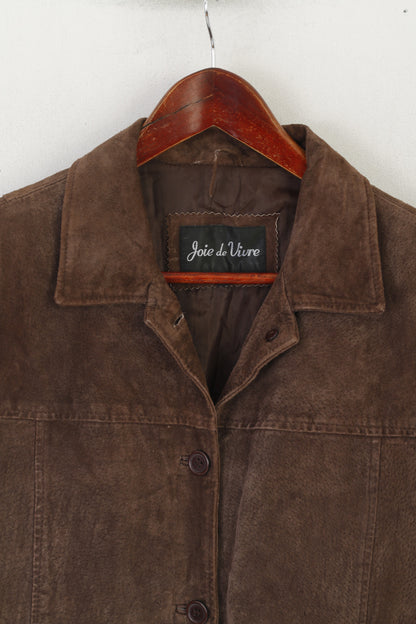 Joie de Vivre Women 16 L Jacket Brown Suede Leather Vintage Western Buttoned Top