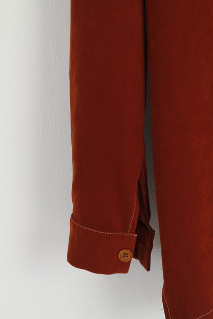 Kishido Paris Women 42 XL Casual Shirt Brick Orange Soft Two Pocket Classic Top