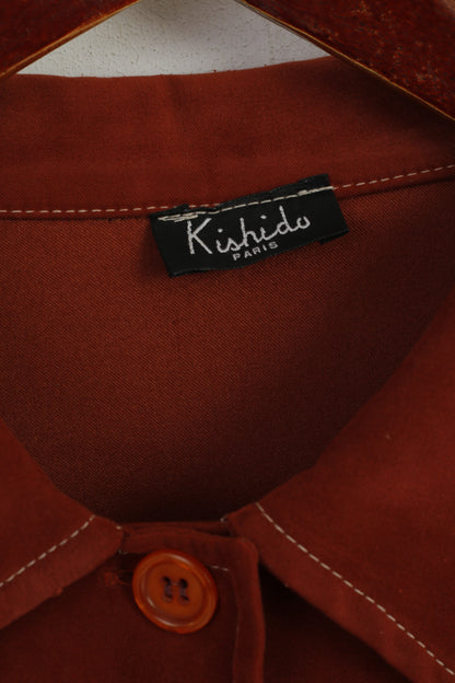 Kishido Paris Women 42 XL Casual Shirt Brick Orange Soft Two Pocket Classic Top
