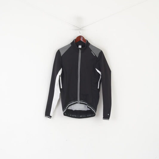 B'TWIN Women M Cycling Jacket Black Reflective Full Zipper Windbreaker Bike Top