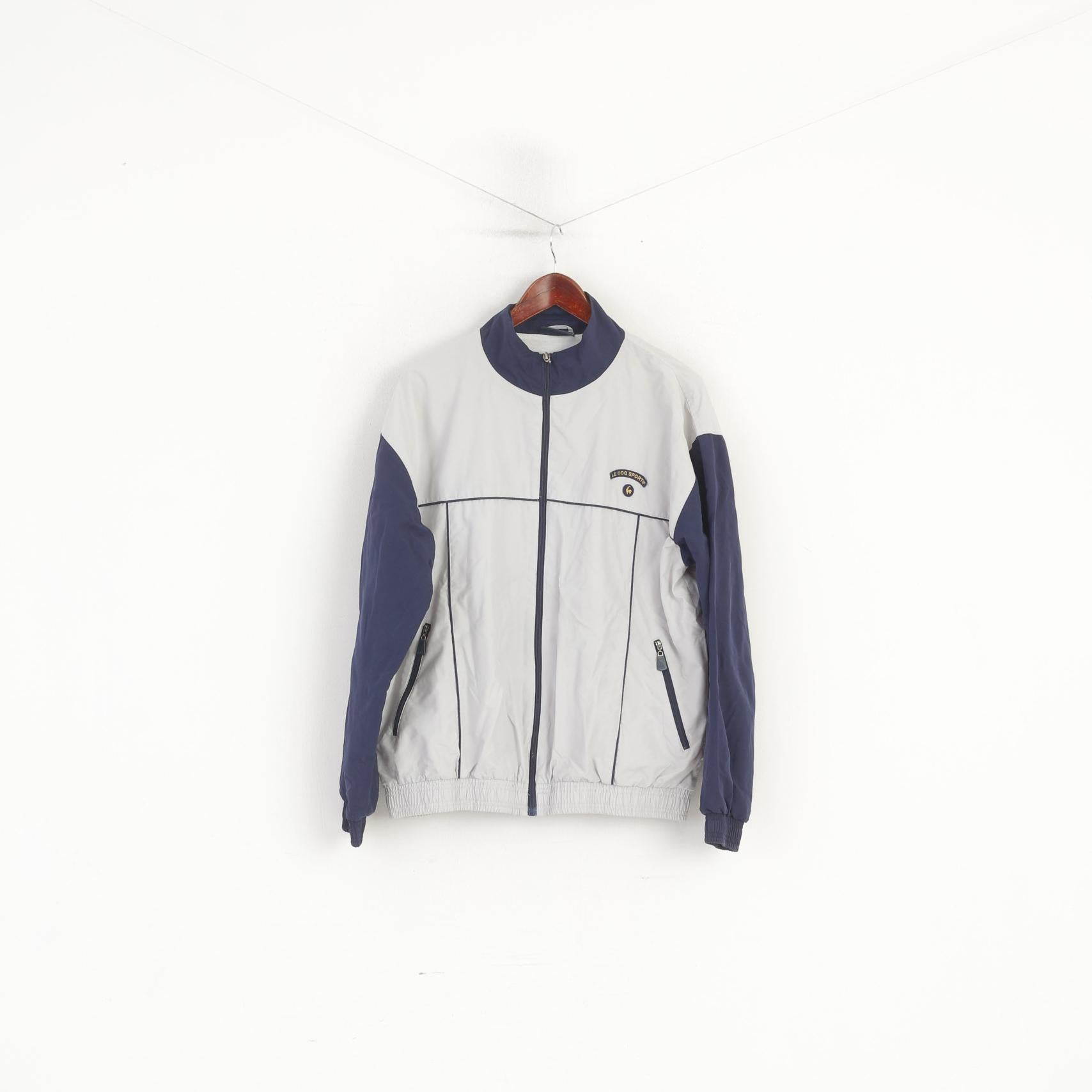 Le Coq Sportif Men L Jacket Grey Vintage Sportswear Zip Up Lightweight