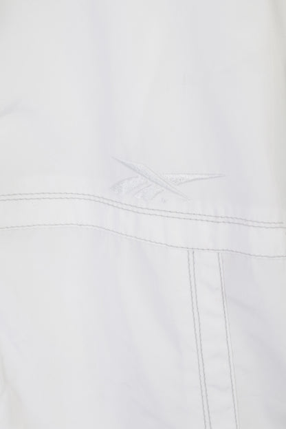 Reebok Women M 14 Jacket White Vintage Sportswear Full Zipper Sport Top