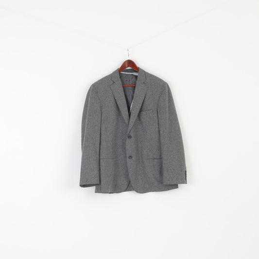 Yves Gererd Men 52 42 Blazer Gray Wool Nylon Blend Vintage Single Breasted Jacket