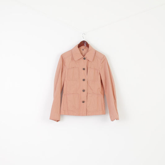 Avitano Women 40 M Jacket Pink Shiny Cotton Metal Multi Pocket Soft Lightweight Top