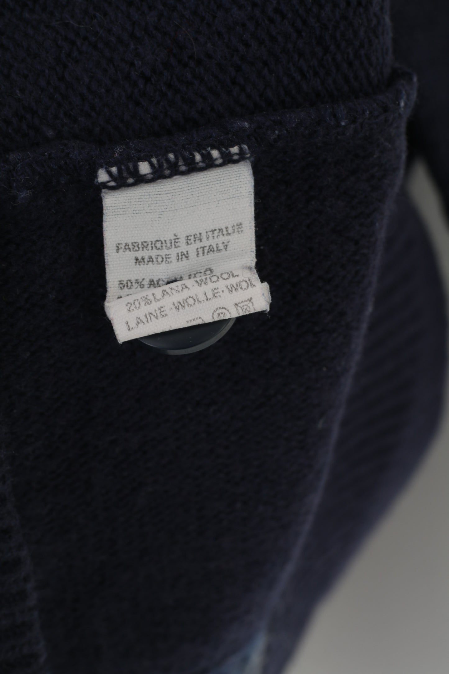 Alessandro Magno Men 3XL (2XL) Cardigan Navy Wool Vintage Made in Italy Sweater
