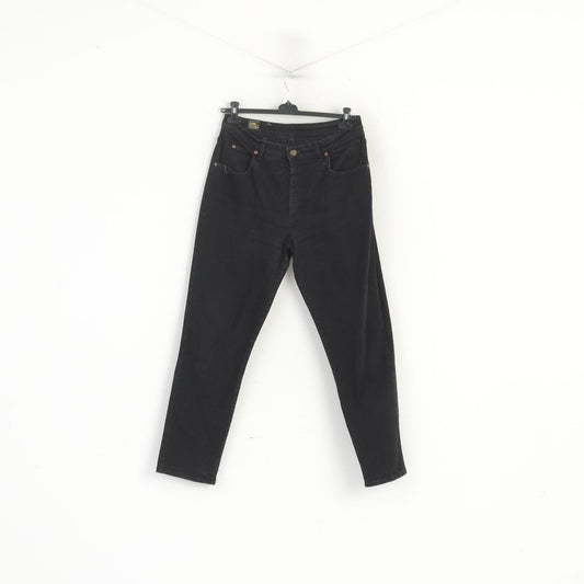 Lee Virginia Women 36 Jeans Trousers Black Cotton Vintage Mom Style Stretch Pants