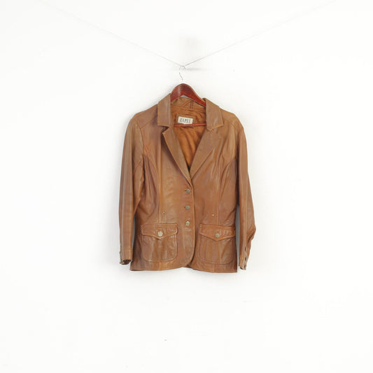 Lapel Women XL (L) Jacket Camel Leather Western Vintage Single Breasted Blazer