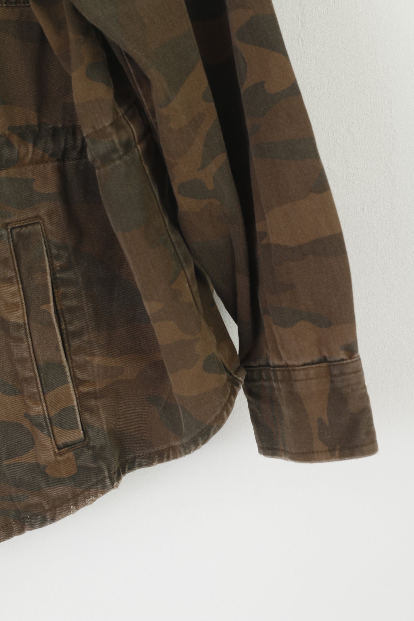 Next Outerwear Women 22 XL Jacket Brown Camuflage Military Full Zipper Combat Top