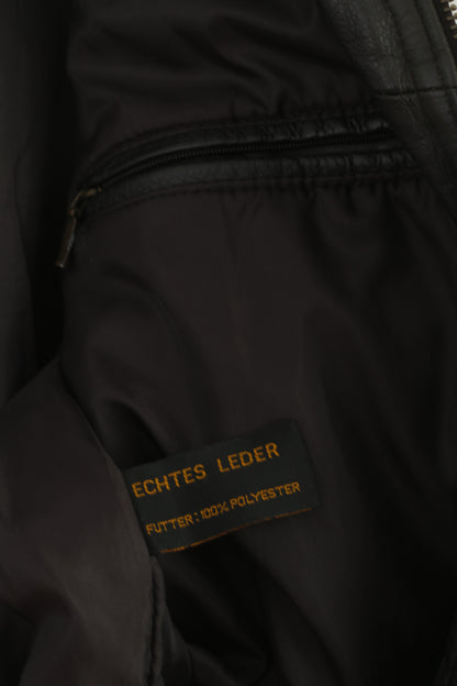 Prince Men 54 L Leather Vest Dark Brown Vintage Full Zipper Biker Soft Waistcoat