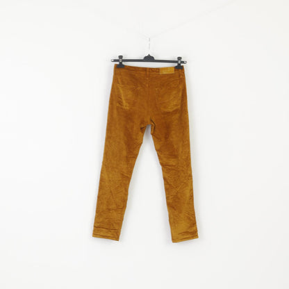 Jacob Cohen Women 27 Trousers Mustard Shiny Luxury Handmade Cotton Skinny Pants