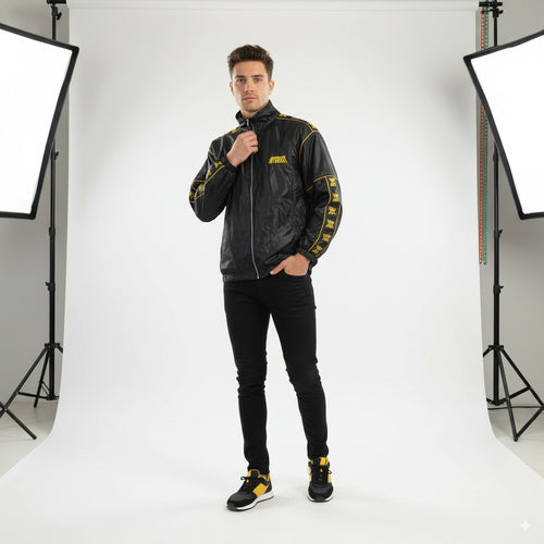 ARIZONA Men M 170 Jacket Black Nylon Waterproof Retro Hooded Zip Up Unisex Top