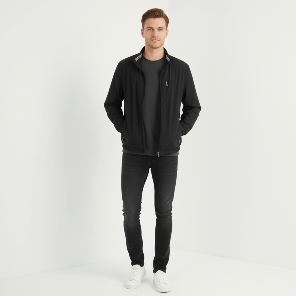 BOGNER Men 54 44 L Jacket Black Lightweight Zip Up Multi Pockets Casual Top