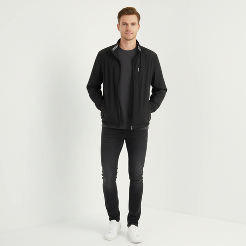 BOGNER Men 54 44 L Jacket Black Lightweight Zip Up Multi Pockets Casual Top