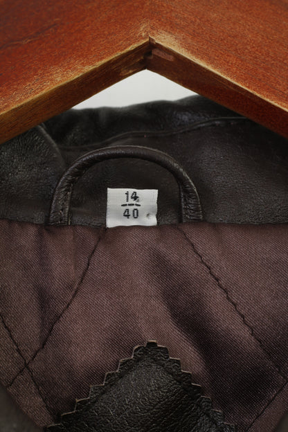The Hudson Women 14 40 L Leather Jacket Brown Blazer Single Breasted Bottoms Vintage Top