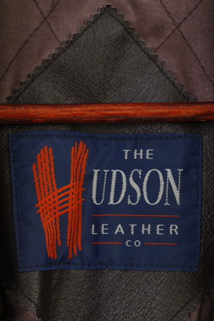 The Hudson Femmes 14 40 L Veste En Cuir Marron Blazer Simple Boutonnage Bas Haut Vintage