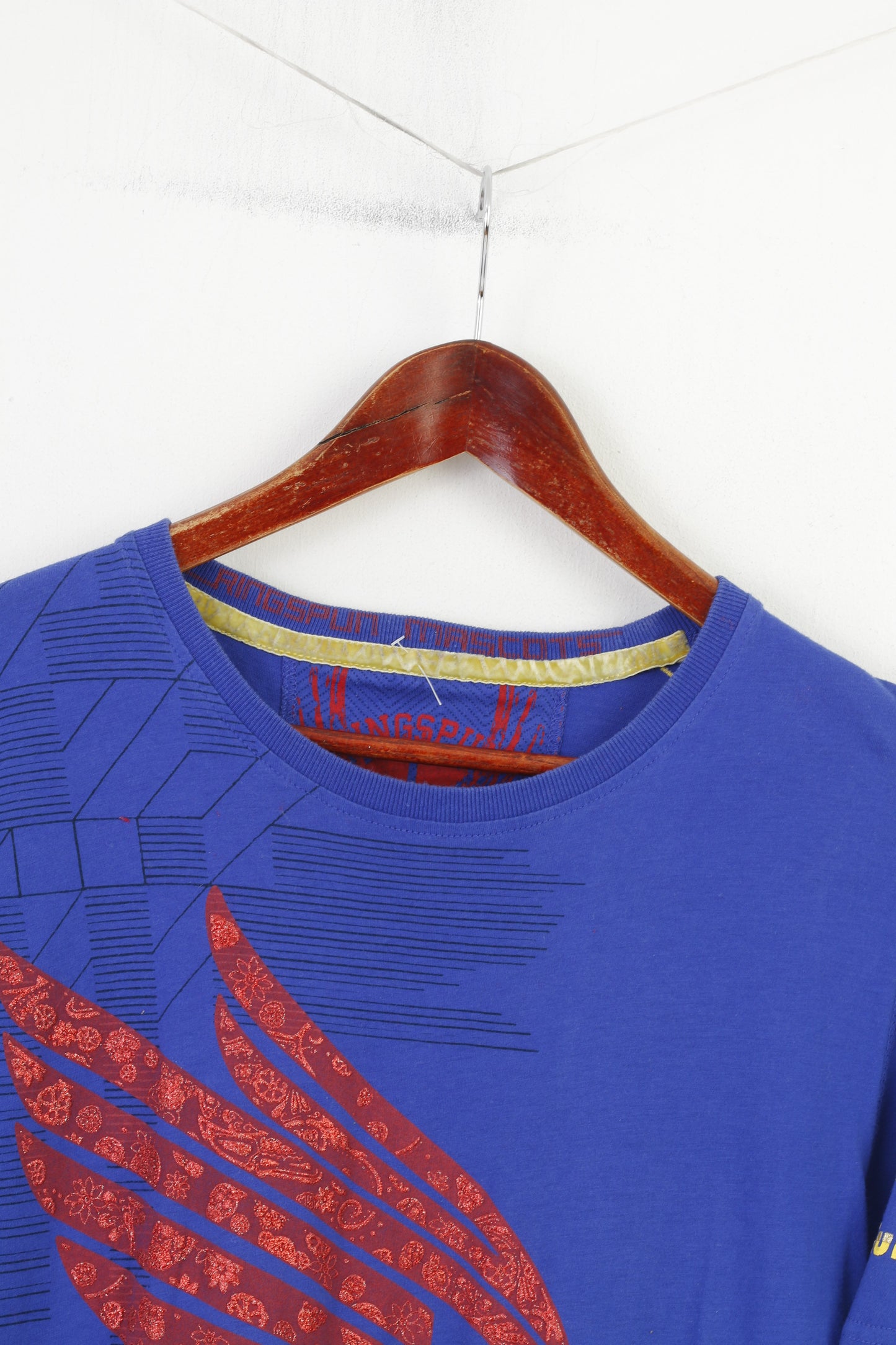 T-shirt da uomo Ringspun L, girocollo, top vintage a maniche corte con grafica in cotone blu