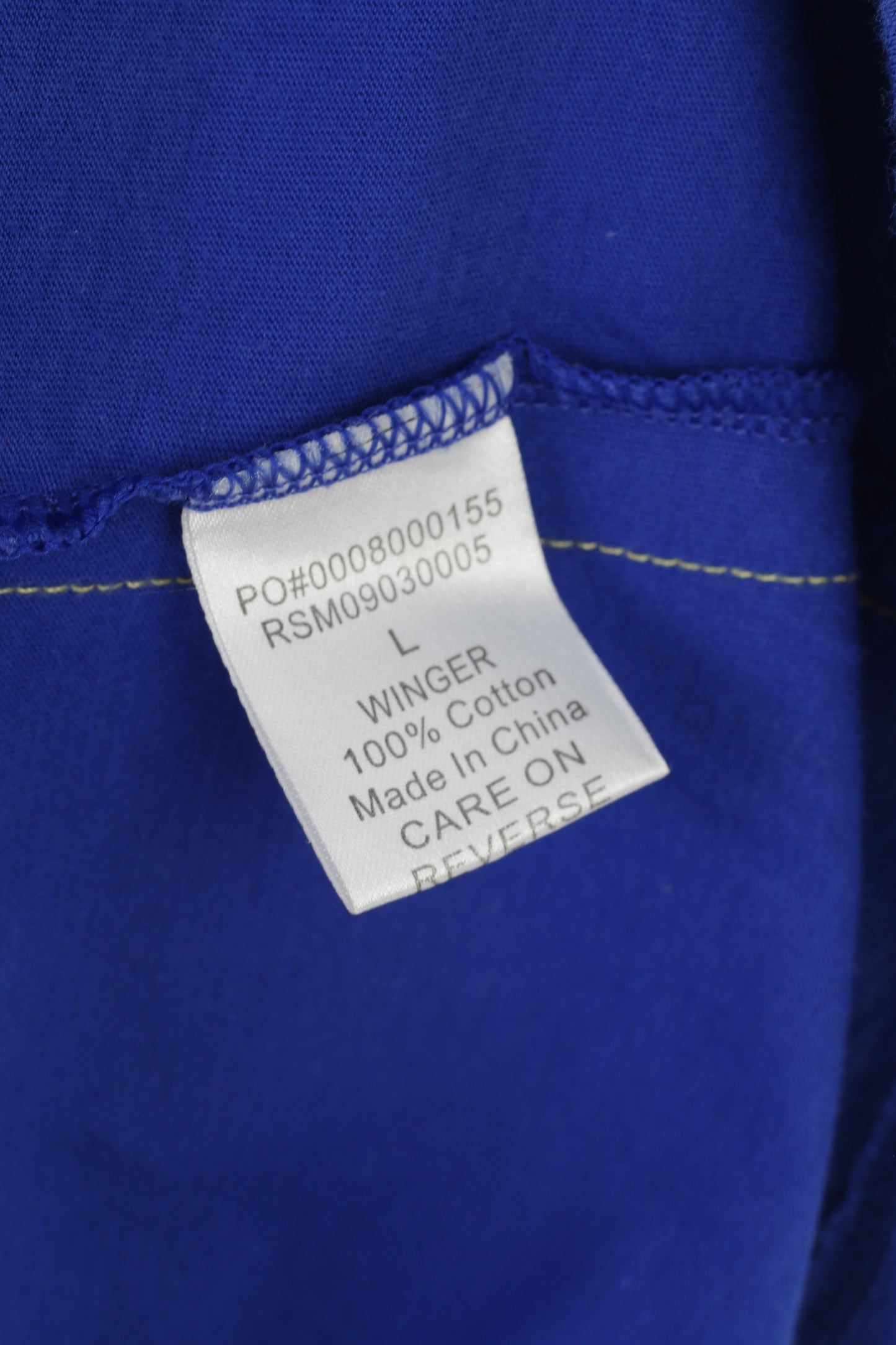 Ringspun Men L T- Shirt Crew Neck Blue Cotton Graphic Short Sleeve Vintage Top