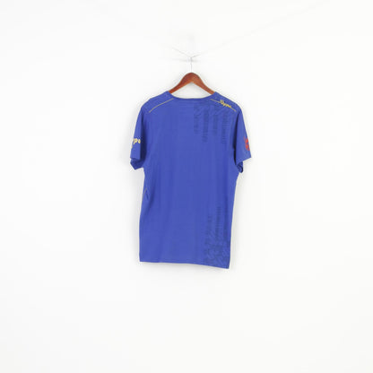 T-shirt da uomo Ringspun L, girocollo, top vintage a maniche corte con grafica in cotone blu