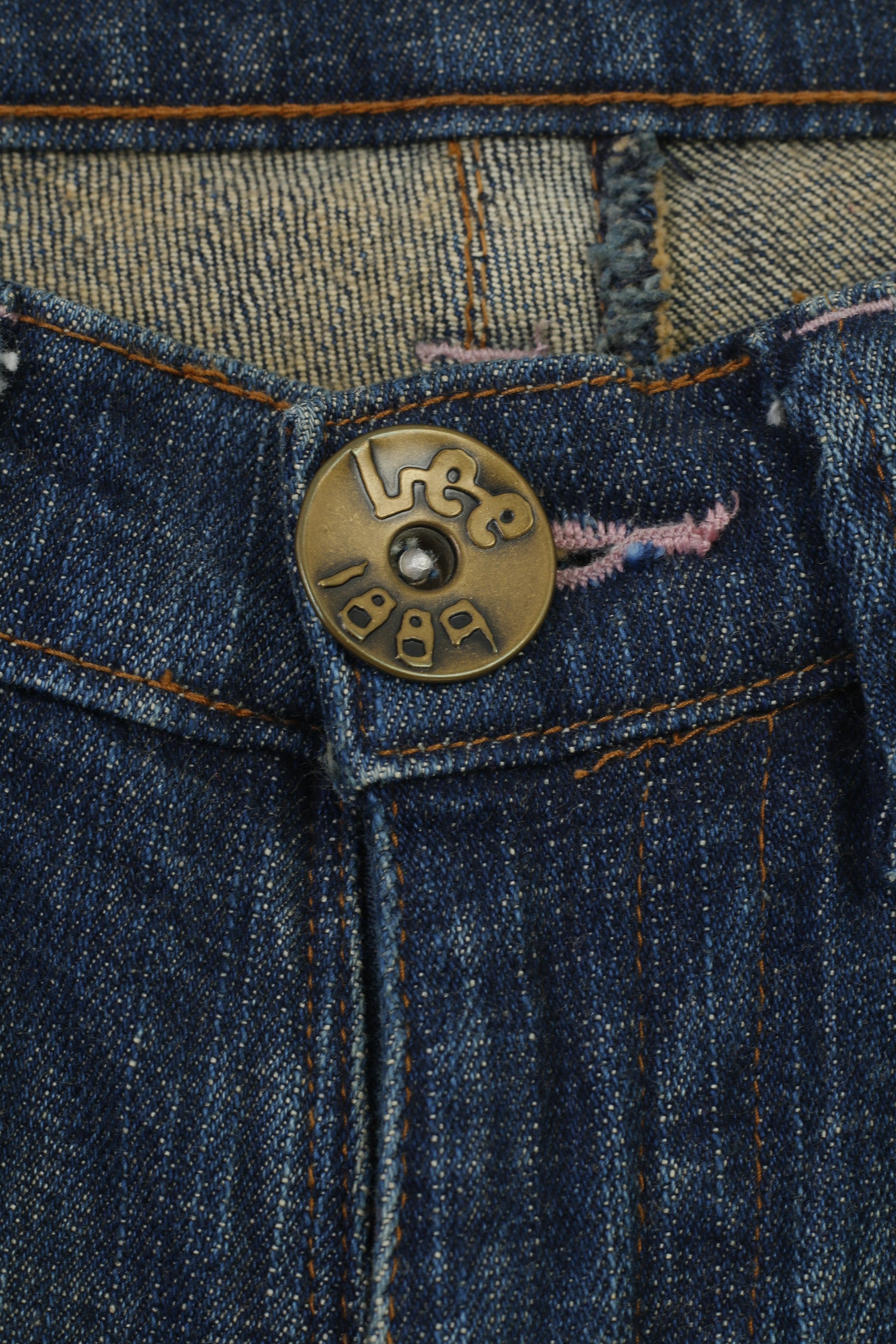 Lee Women 3 M Trousers Capri Navy Jeans Denim Cotton Vintage Pants