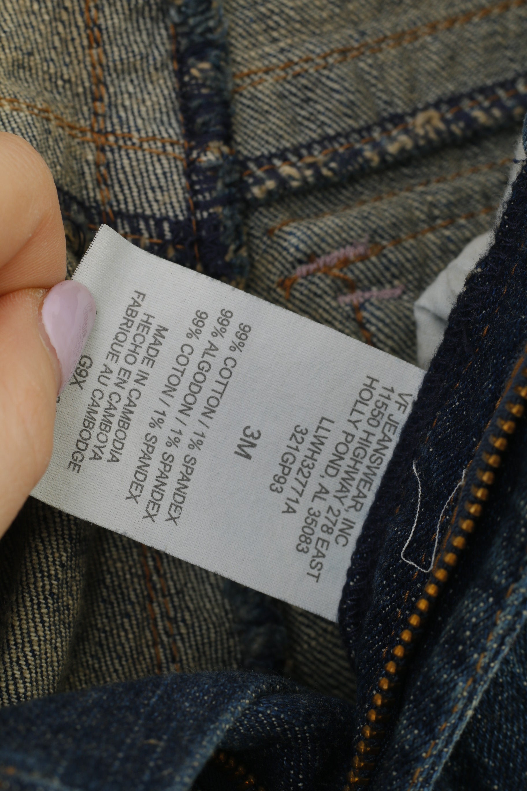 Lee Women 3 M Trousers Capri Navy Jeans Denim Cotton Vintage Pants