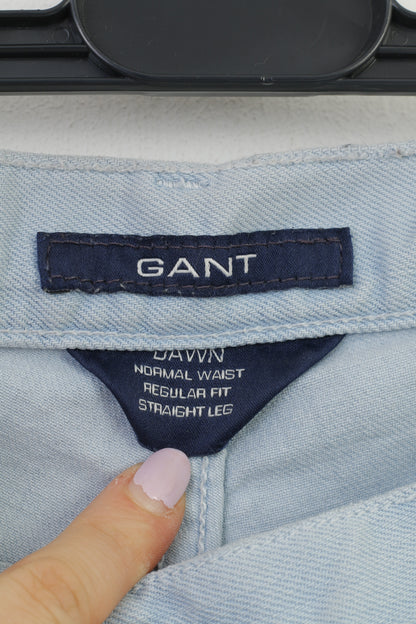 Gant Men 31 Trousers Low Waist Regular Fit Straight Leg Jeans Cotton Light Blue Vintage Pants