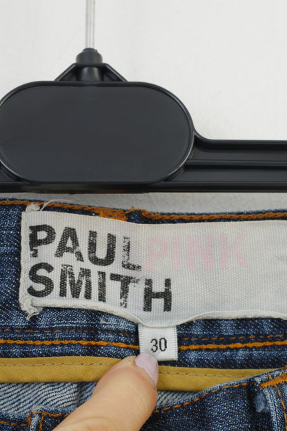 Pantaloni Paul Smith rosa da donna 30 Jeans denim Pantaloni vintage a vita bassa in cotone blu