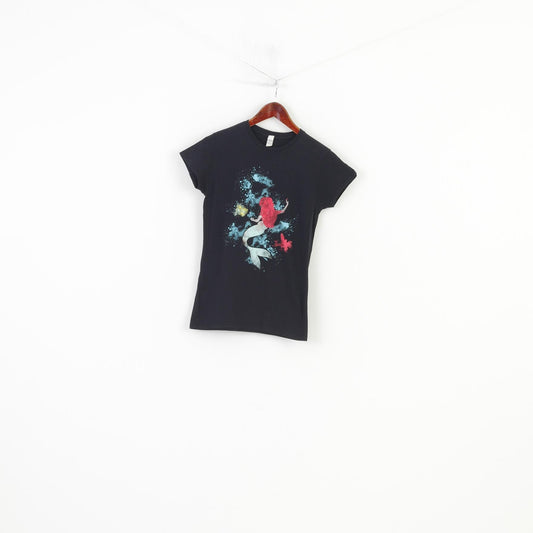 Gildan Soft Style Women M  Shirt Cotton Black Graphic Mermaid Classic Crew Neck Top