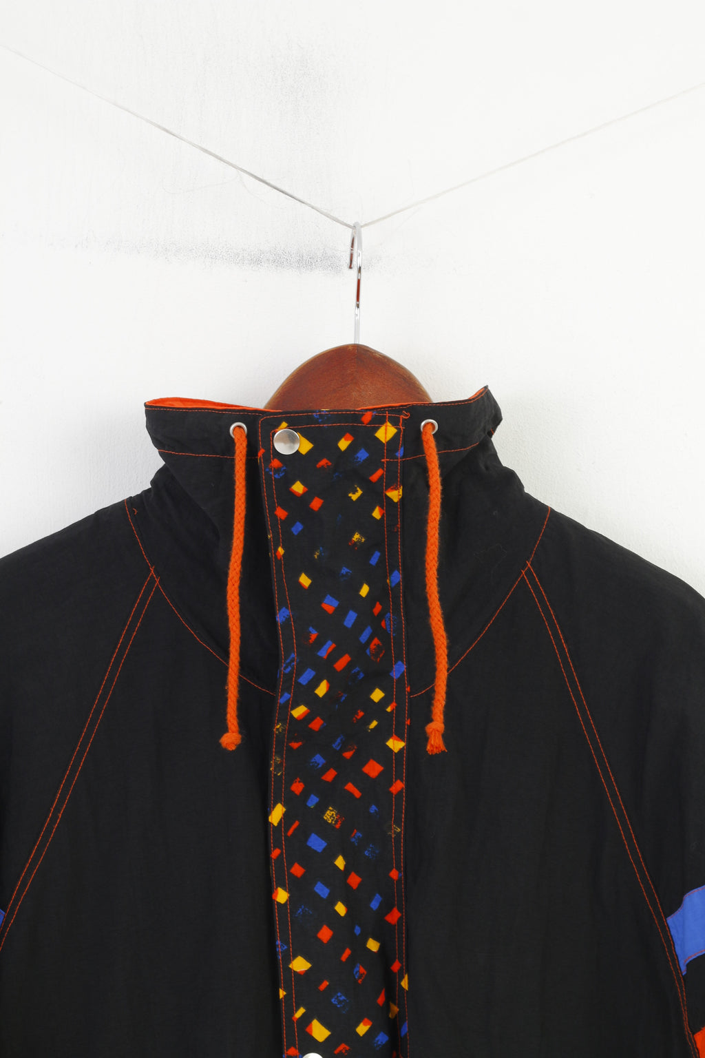 Formicula Women 164 M Jacket Black Zip Neck Nylon Waterproof 90s Vintage Geomteric Print Top