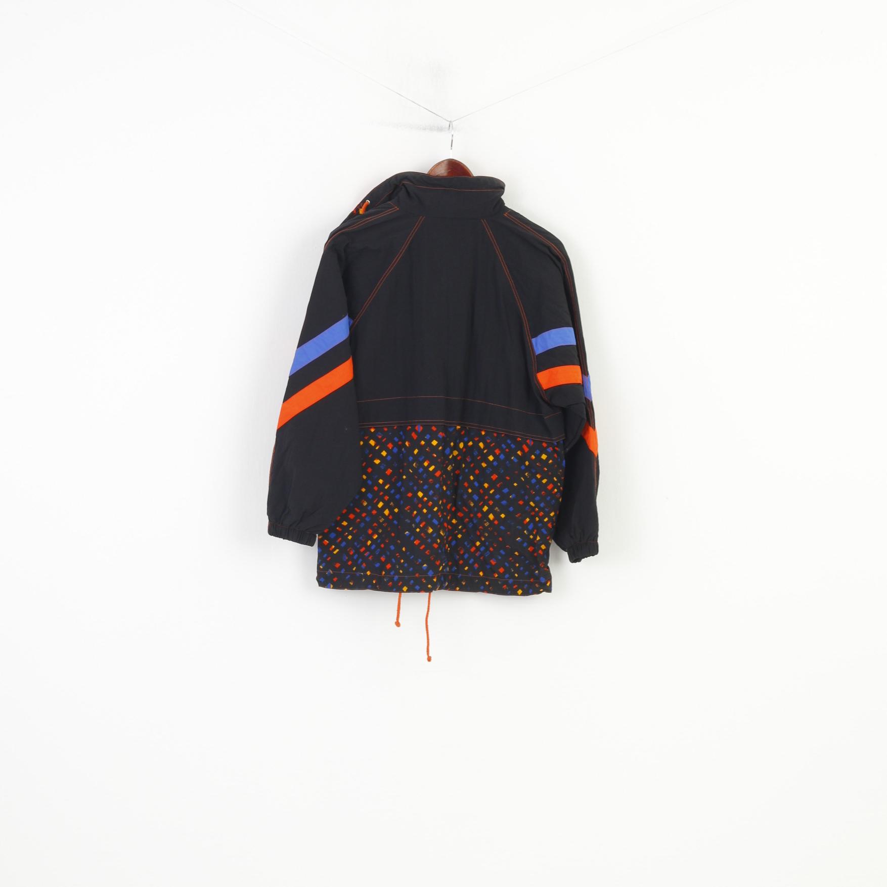 Formicula Women 164 M Jacket Black Zip Neck Nylon Waterproof 90s Vintage Geomteric Print Top
