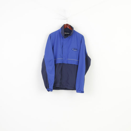 Brooks Men L Jacket Blue Navy Sport Lightweight Full Zipper Vintage Top