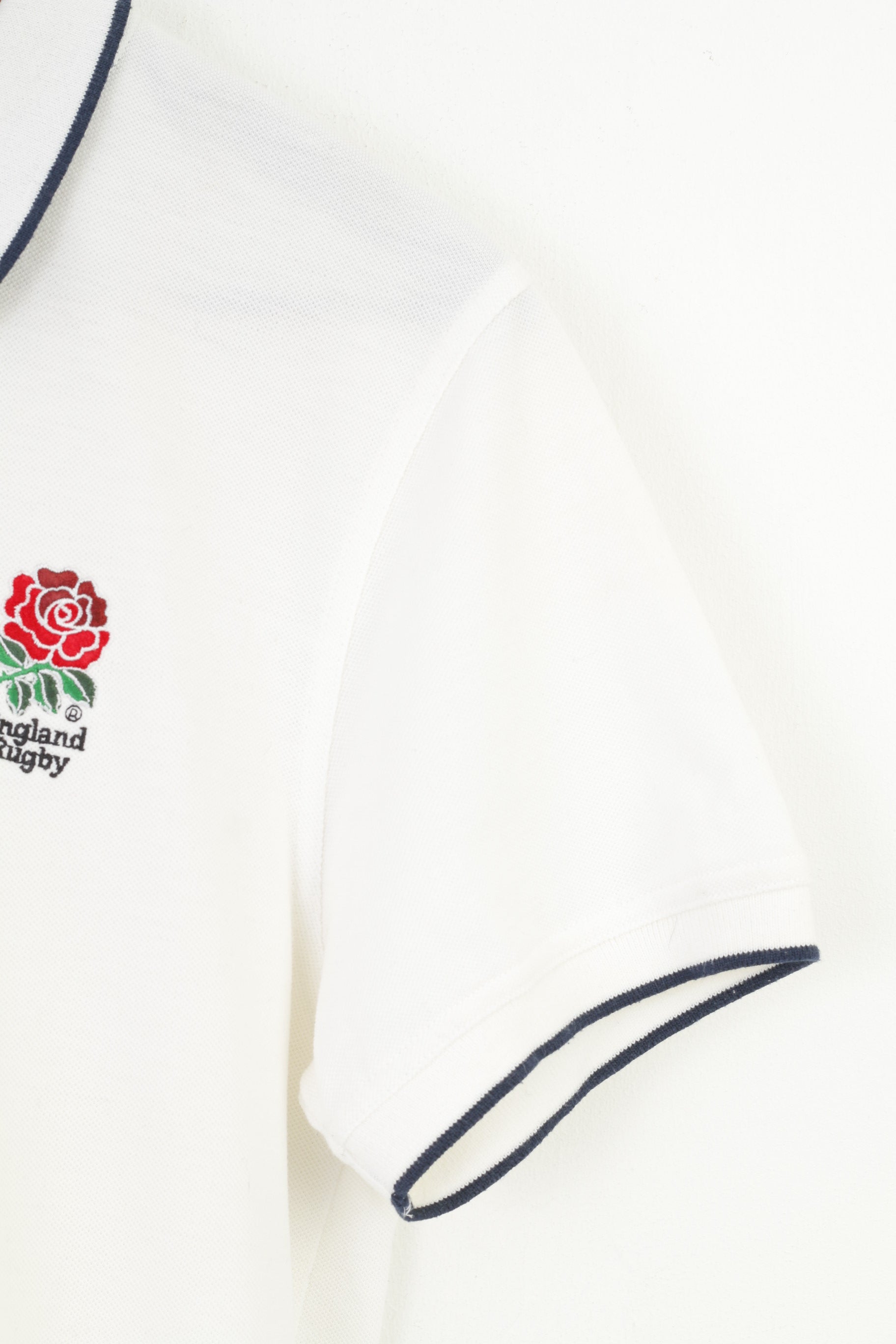 Canterbury Men M Polo Shirt White Cotton Rugby World Cup 2015 Collection England Vintage Collar Short Sleeve Top