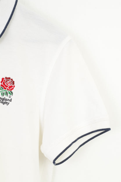 Canterbury Men M Polo Shirt White Cotton Rugby World Cup 2015 Collection England Vintage Collar Short Sleeve Top