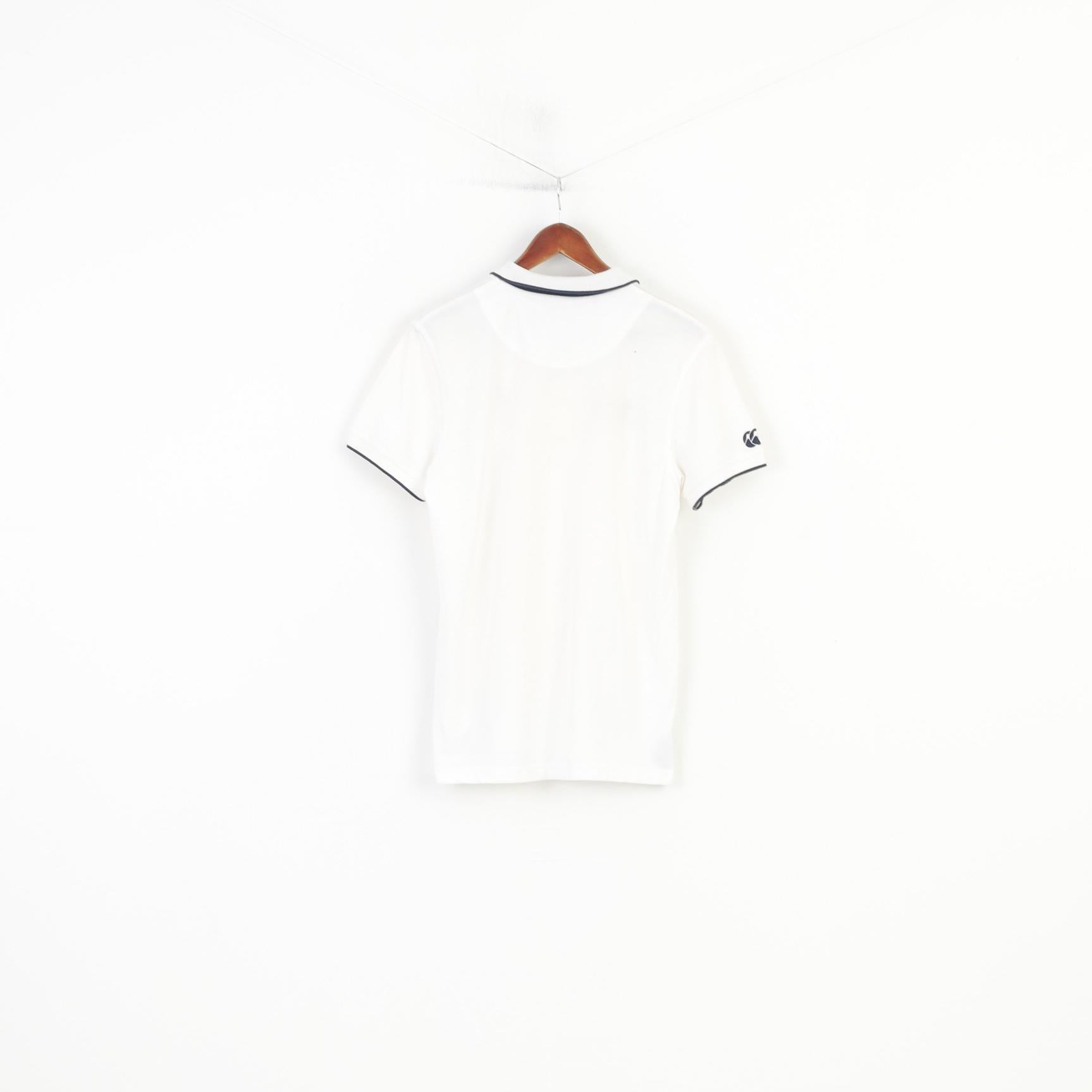Canterbury Men M Polo Shirt White Cotton Rugby World Cup 2015 Collection England Vintage Collar Short Sleeve Top